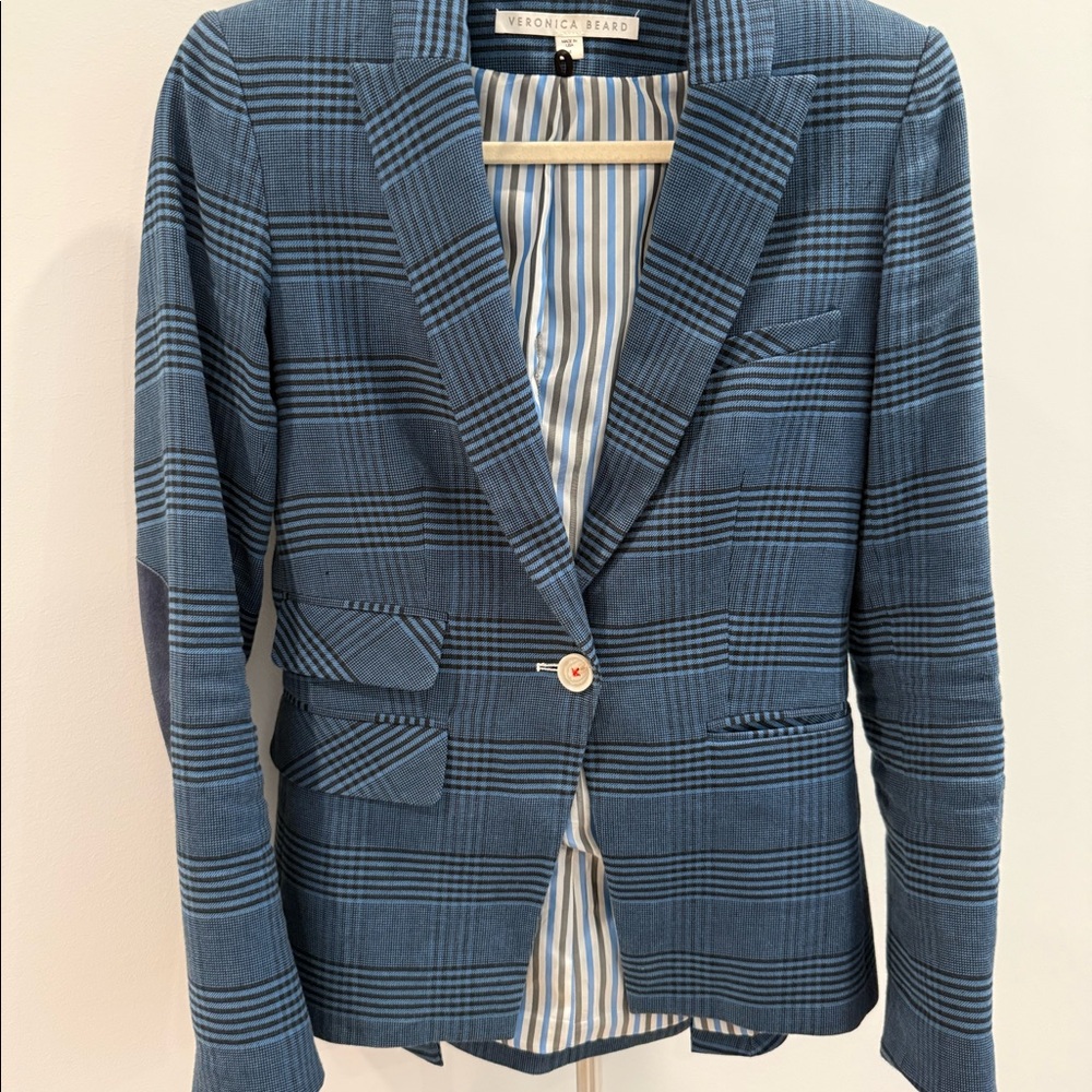 Veronica Beard Blue Glen Plaid Dickey Jacket
